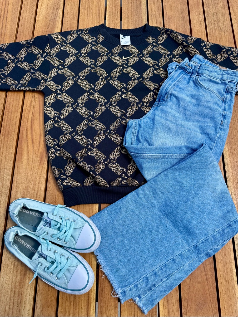 Nike Black and Gold Sweatshirt